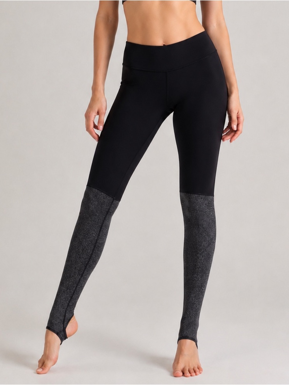 Lululemon Wunder Under Pant (Stirrup) - Black/Heathered Black